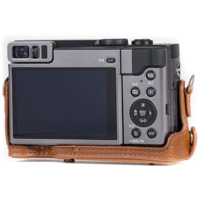 MegaGear Ever Ready Leather Camera Case for Panasonic LUMIX DC-ZS70 and DC-TZ90 (Light Brown)