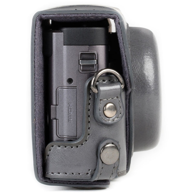 MegaGear Ever Ready Leather Camera Case for Panasonic LUMIX DC-ZS70 and DC-TZ90 (Gray)