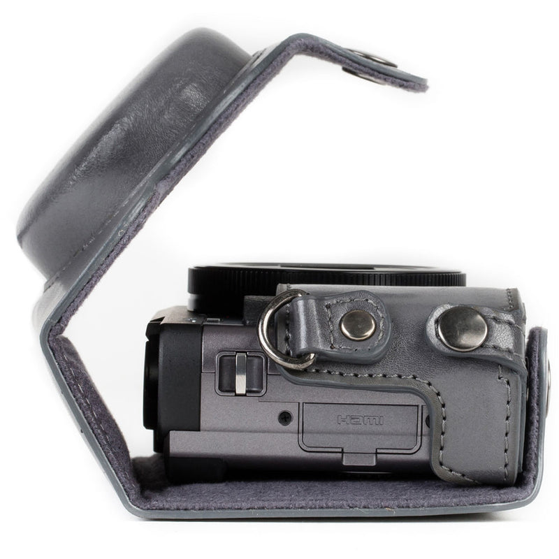 MegaGear Ever Ready Leather Camera Case for Panasonic LUMIX DC-ZS70 and DC-TZ90 (Gray)