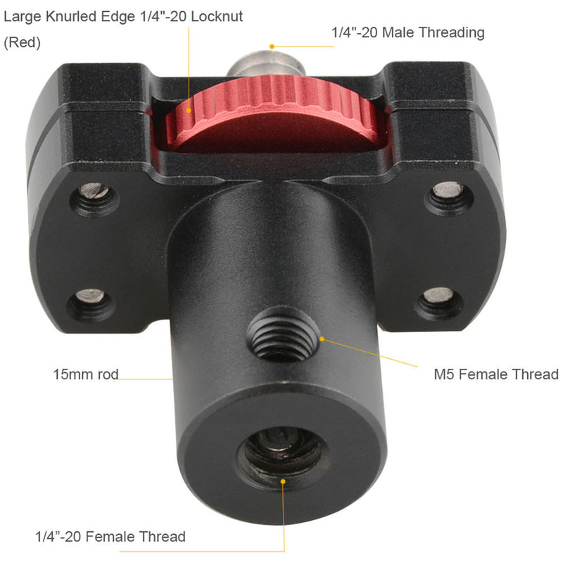 CAMVATE 15mm Micro Rod Mount with Knurled 1/4"-20 Locknut