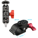 CAMVATE 1/4" 25mm Rod Clamp 360 Degree Swivel Monitor Mount Adapter with Two Red Adjustable Knobs