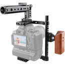 CAMVATE Universal Camera Cage with Top Handle and Wooden Handgrip