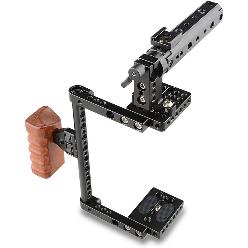 CAMVATE Universal Camera Cage with Top Handle and Wooden Handgrip