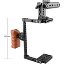 CAMVATE Universal Camera Cage with Top Handle and Wooden Handgrip