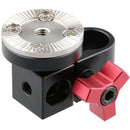 CAMVATE 15mm Single Rod Clamp with ARRI Rosette Mount for Handle Shoulder Rig (Red Thumbscrew)