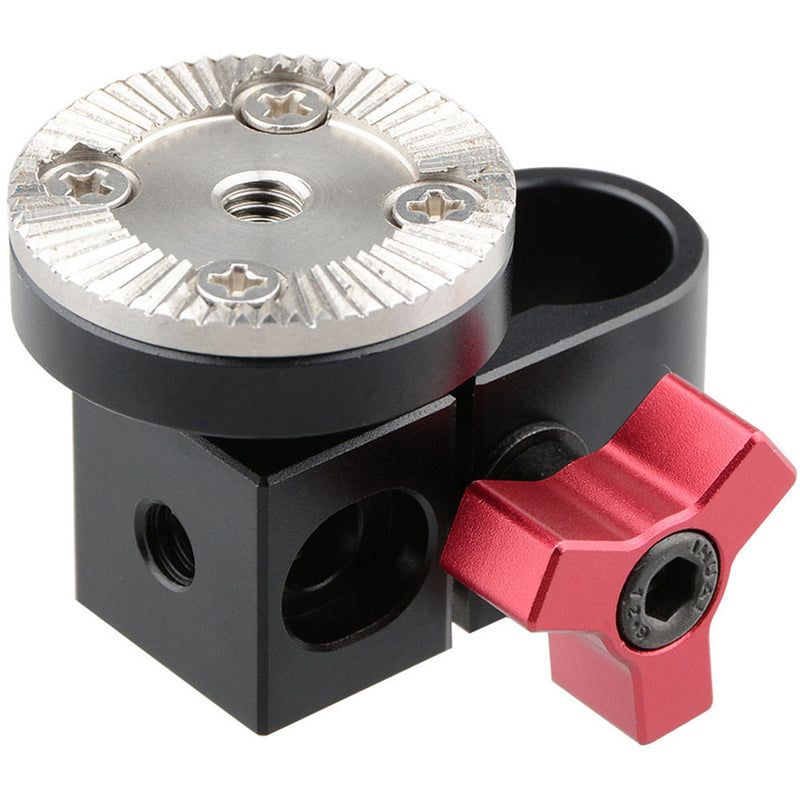 CAMVATE 15mm Single Rod Clamp with ARRI Rosette Mount for Handle Shoulder Rig (Red Thumbscrew)