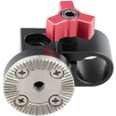 CAMVATE 15mm Single Rod Clamp with ARRI Rosette Mount for Handle Shoulder Rig (Red Thumbscrew)