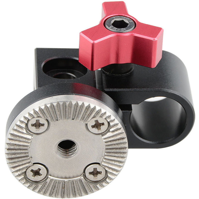 CAMVATE 15mm Single Rod Clamp with ARRI Rosette Mount for Handle Shoulder Rig (Red Thumbscrew)