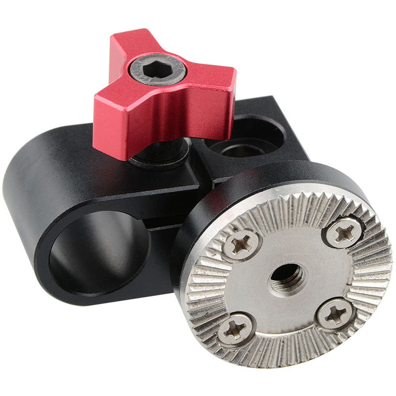 CAMVATE 15mm Single Rod Clamp with ARRI Rosette Mount for Handle Shoulder Rig (Red Thumbscrew)