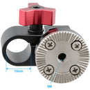 CAMVATE 15mm Single Rod Clamp with ARRI Rosette Mount for Handle Shoulder Rig (Red Thumbscrew)