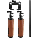 CAMVATE Rod Mount Dual Leather Handgrip Set