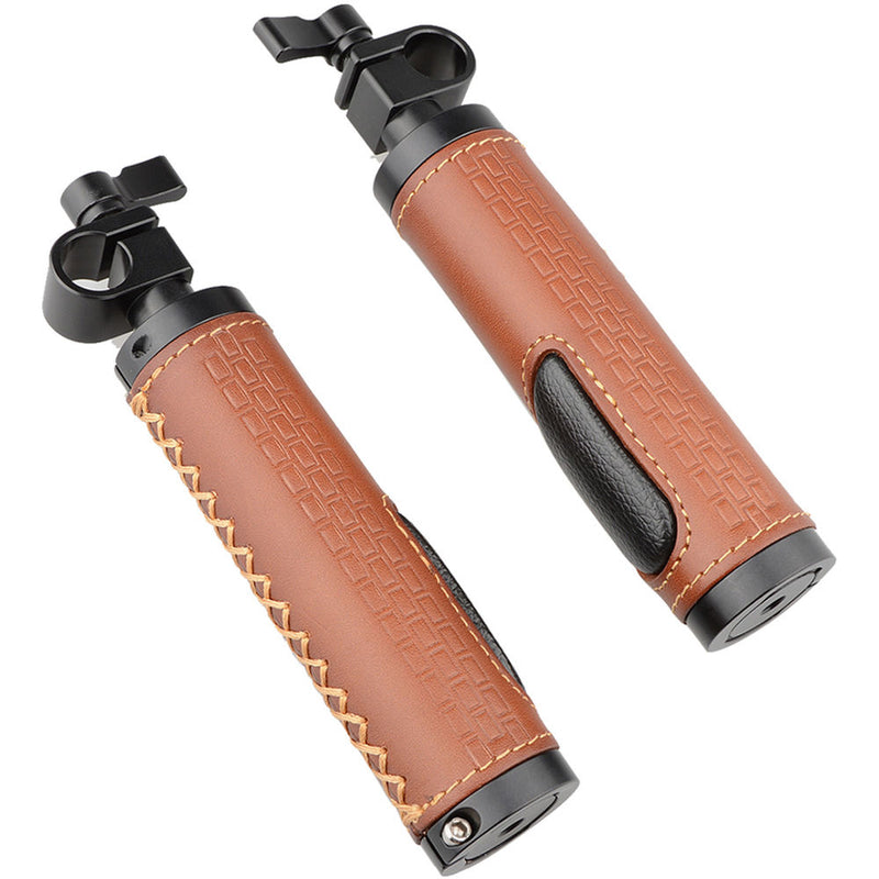 CAMVATE 15mm Rod Clamp Leather Handle Grip for DSLR Camera Rod System (2-Pack)