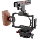 CAMVATE Camera Cage with QR Baseplate and Rotating NATO Top Handle for Sony a6500