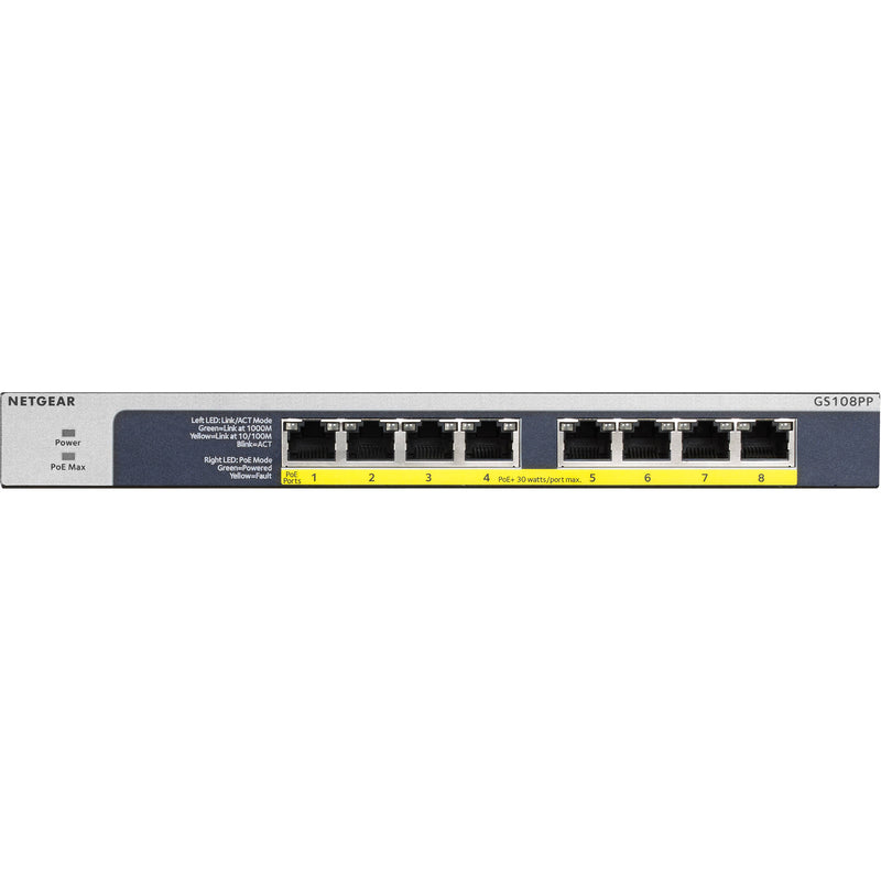 Netgear GS108PP 8-Port Gigabit Ethernet PoE+ Unmanaged Switch