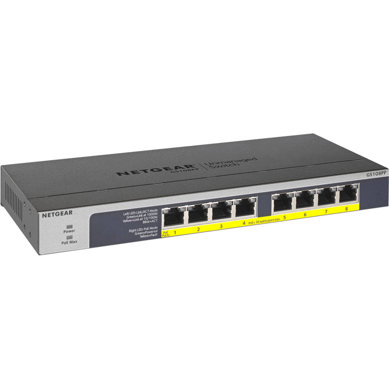 Netgear GS108PP 8-Port Gigabit Ethernet PoE+ Unmanaged Switch