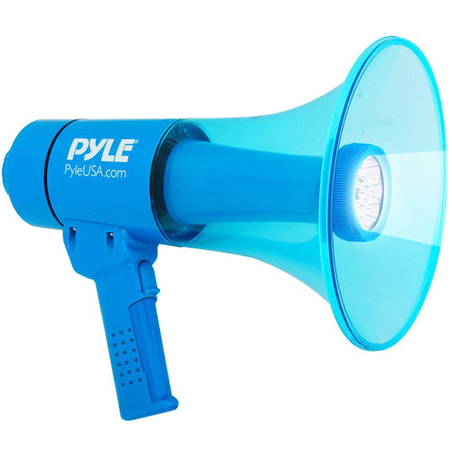 Pyle Pro PMP67WLTB 40W Waterproof Megaphone with Siren, LED Lights, and Rechargeable Battery (Blue)