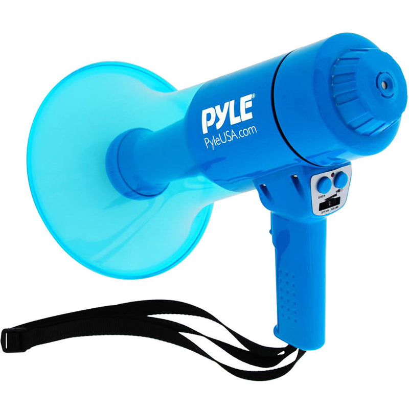 Pyle Pro PMP67WLTB 40W Waterproof Megaphone with Siren, LED Lights, and Rechargeable Battery (Blue)