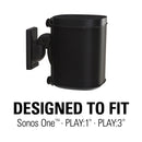 SANUS WSWM21 Wireless Speaker Wall Mount for the Sonos One, PLAY:1, & PLAY:3 (Black, Single)