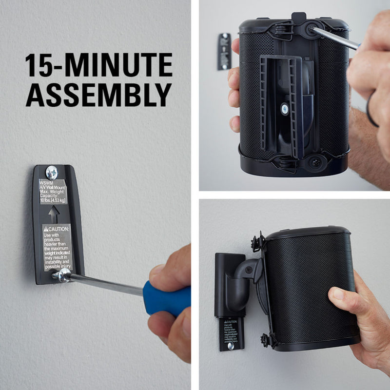 SANUS WSWM21 Wireless Speaker Wall Mount for the Sonos One, PLAY:1, & PLAY:3 (Black, Single)