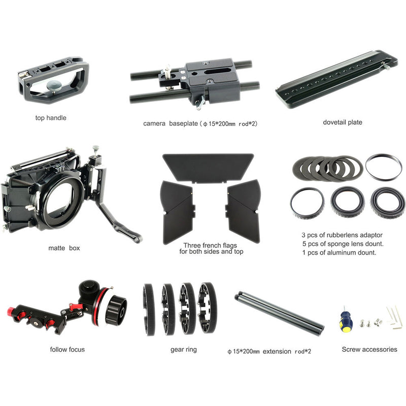CAME-TV Camera Rig Matte Box & Follow Focus Kit for Canon EOS C200