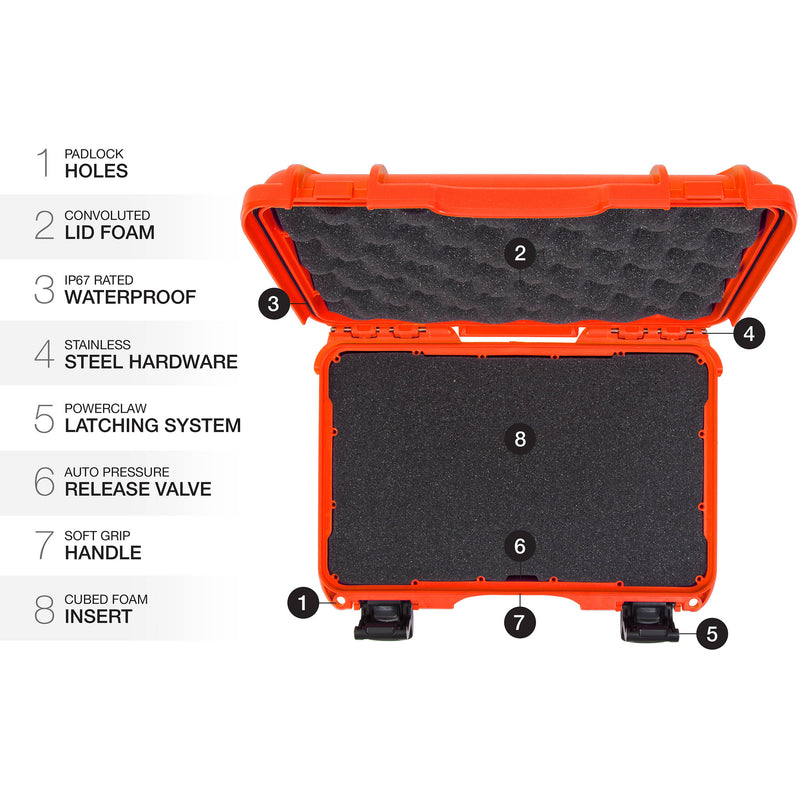 Nanuk 909 Series Case (Orange, with Foam)