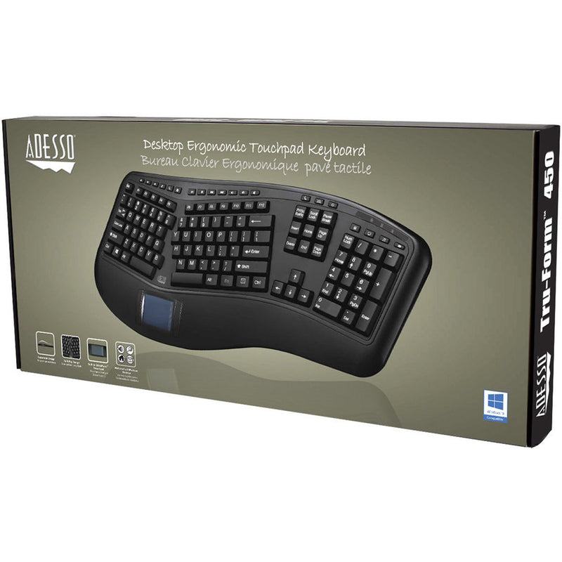 Adesso TruForm 450 Ergonomic USB Touchpad Keyboard