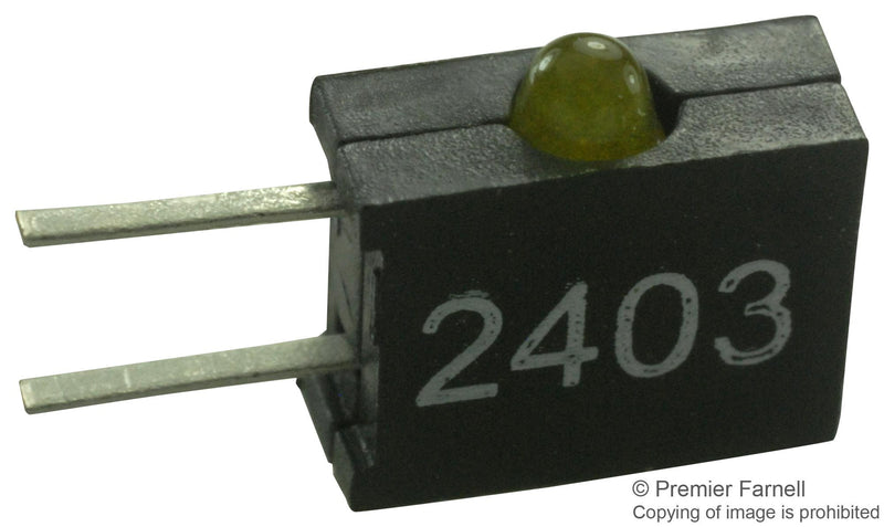 DIALIGHT 555-2403F Circuit Board Indicator, Yellow, 1 LEDs, Through Hole, 2mm, 4.7 mA, 2.1 mcd