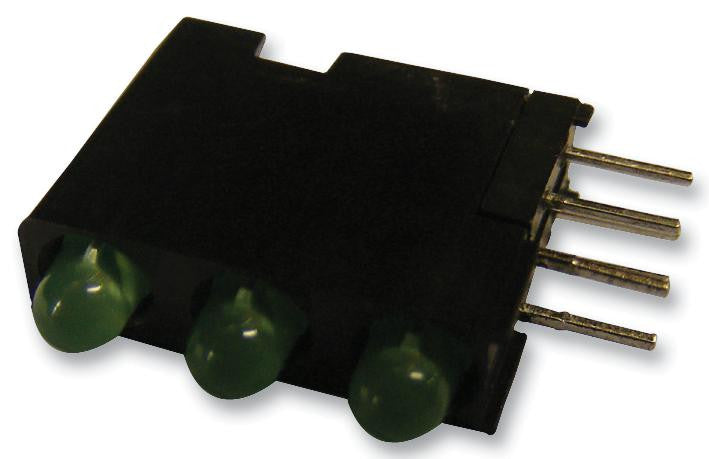 DIALIGHT 564-0100-222F Circuit Board Indicator, Green, 3 LEDs, Through Hole, T-1 (3mm), 10 mA, 12.6 mcd