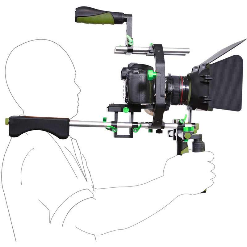 YELANGU Shoulder Rig for DSLR, Mirrorless, and DV Cameras (Green Trim)