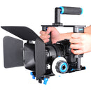 YELANGU Camera Cage with Matte Box Top Follow Focus &Handle Grip