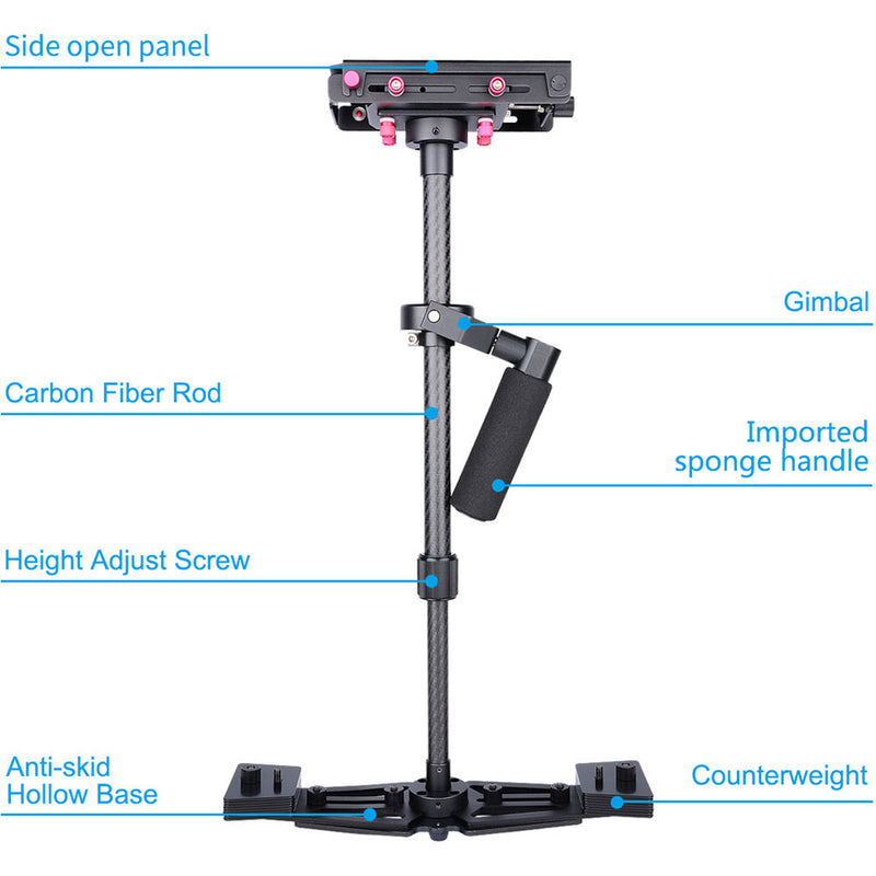 YELANGU Pro Handheld Carbon Fiber Camera Stabilizer for DSLR (Black)