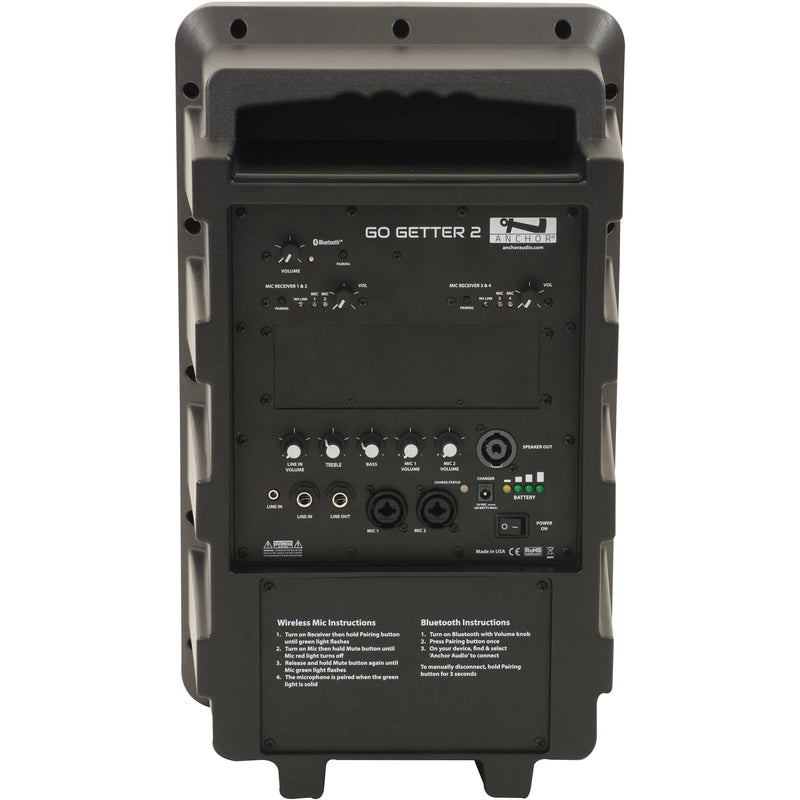 Anchor Audio GG2-U4 Go Getter Bluetooth Portable Sound System with Two Dual-Channel Receivers (1.9 GHz)
