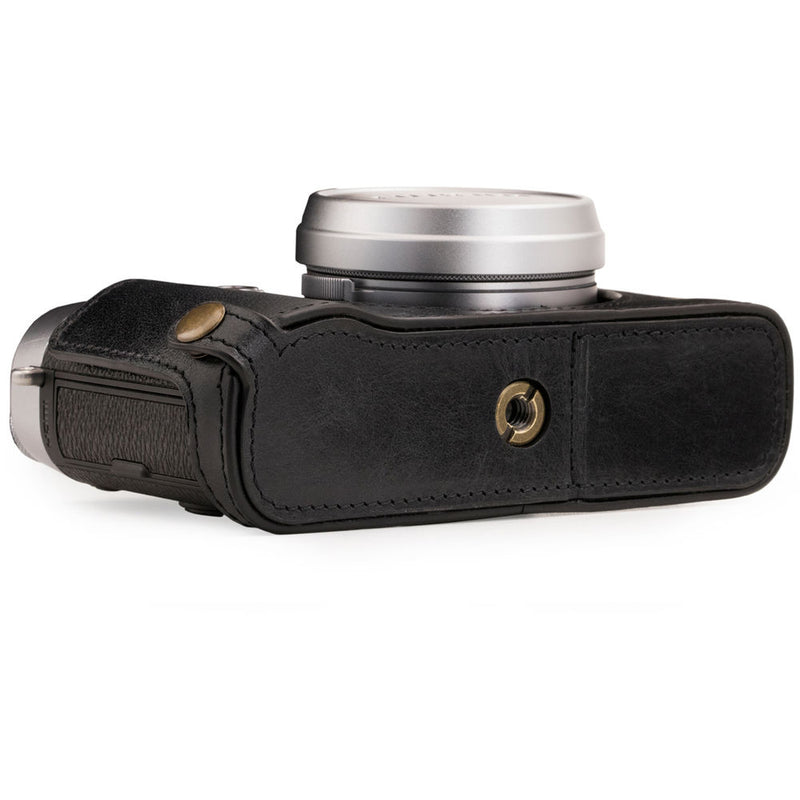 MegaGear Ever Ready Leather Half Case and Strap for Fujifilm X100F (Black)