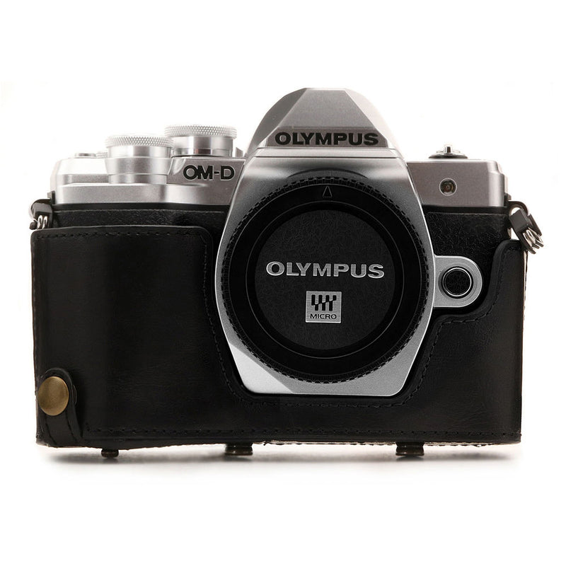 MegaGear Ever Ready Leather Camera Case for Olympus OM-D E-M10 Mark III with 14-42mm Lens (Black)