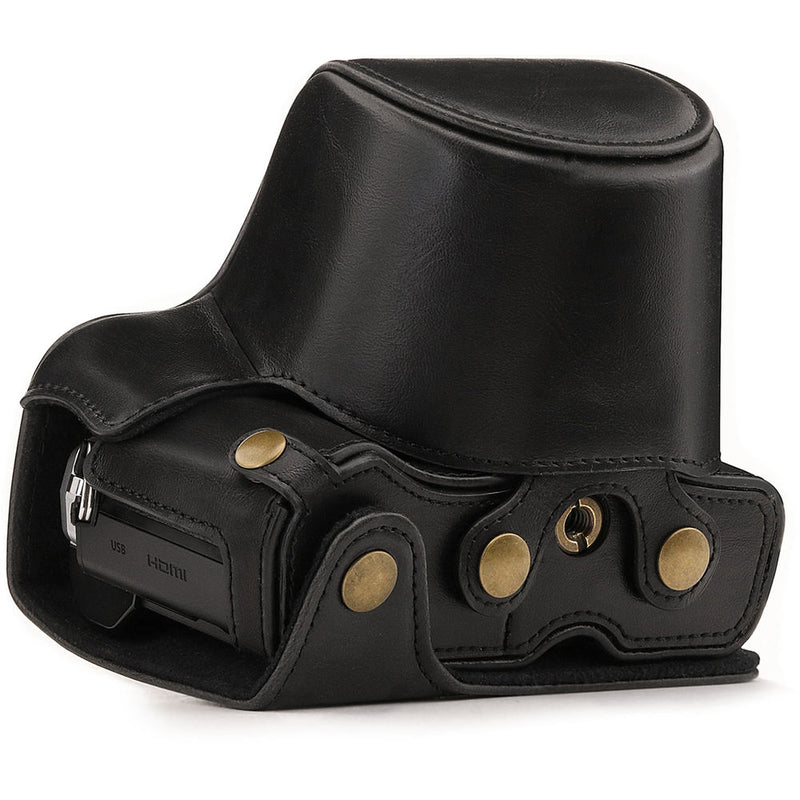 MegaGear Ever Ready Leather Camera Case for Olympus OM-D E-M10 Mark III with 14-42mm Lens (Black)
