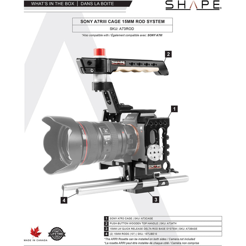 SHAPE 15mm Rod System for Sony a7R III/a7 III Camera