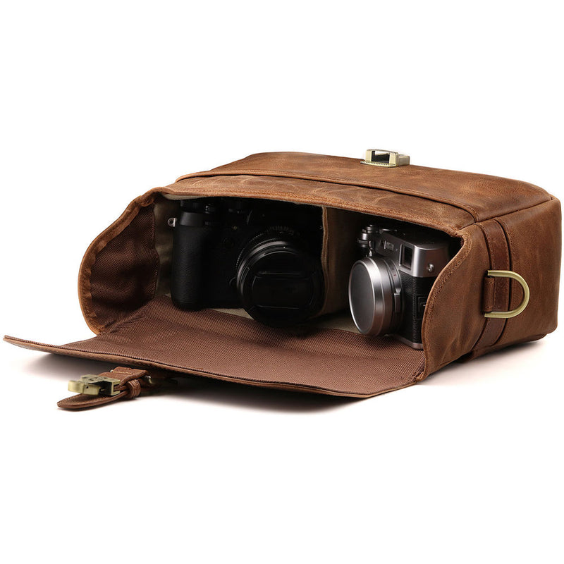 MegaGear Leather Camera Messenger Bag (Brown)