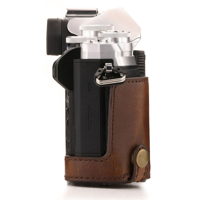 MegaGear Ever Ready Leather Camera Case for Olympus OM-D E-M10 Mark III with 14-42mm Lens (Dark Brown)