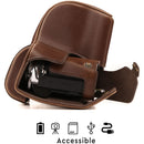 MegaGear Ever Ready Leather Camera Case for Olympus OM-D E-M10 Mark III with 14-42mm Lens (Dark Brown)