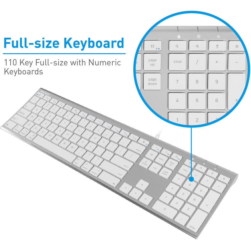 Macally Ultra Slim USB Wired Keyboard (Aluminum)