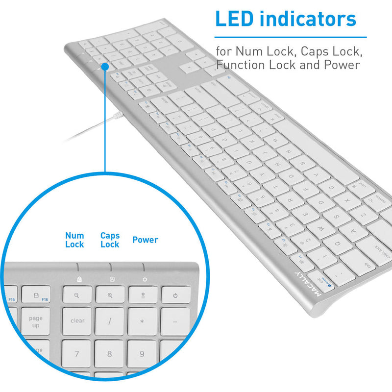 Macally Ultra Slim USB Wired Keyboard (Aluminum)