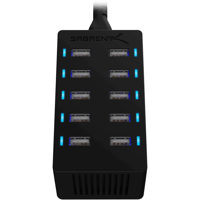 Sabrent 10-Port USB Charging Station 12 Amps/ 60 Watts (Black)