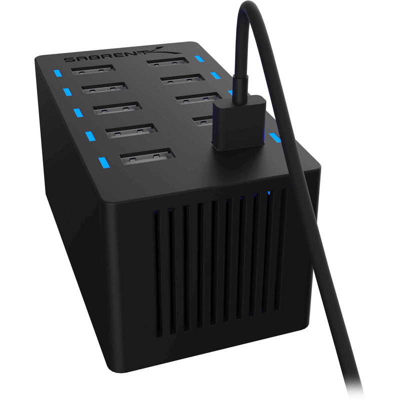 Sabrent 10-Port USB Charging Station 12 Amps/ 60 Watts (Black)