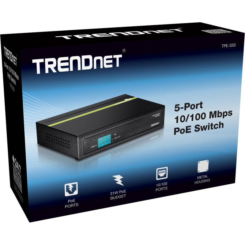 TRENDnet TPE-S50 5-Port Fast Ethernet PoE Switch