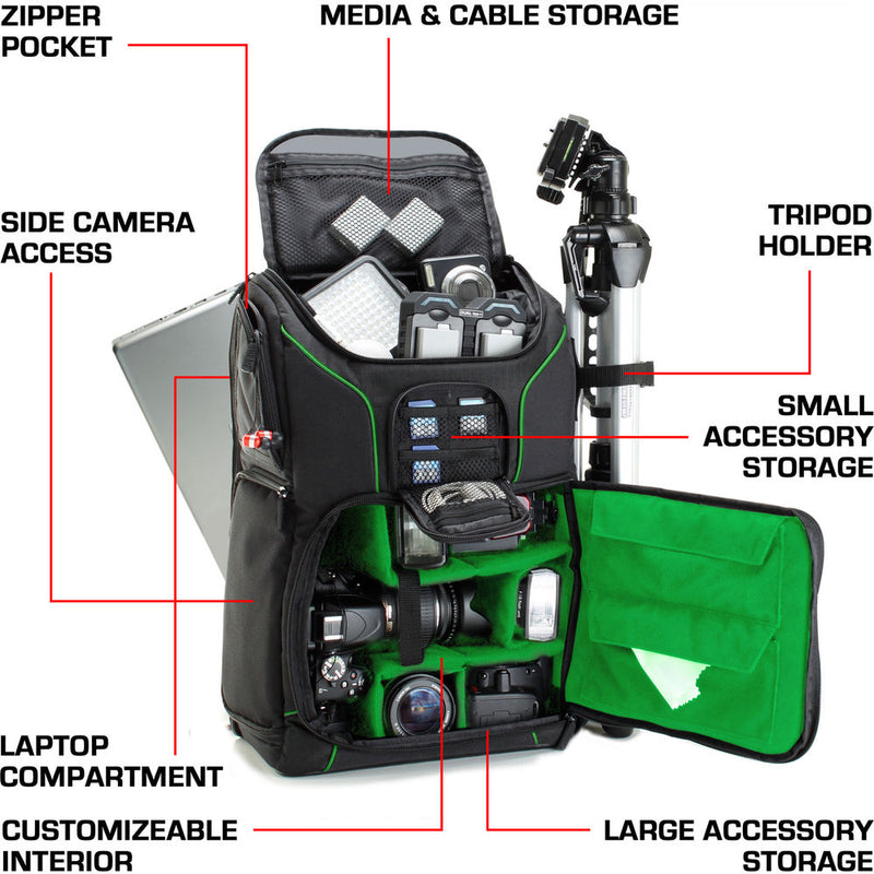USA GEAR S17 DSLR Camera Backpack (Green)
