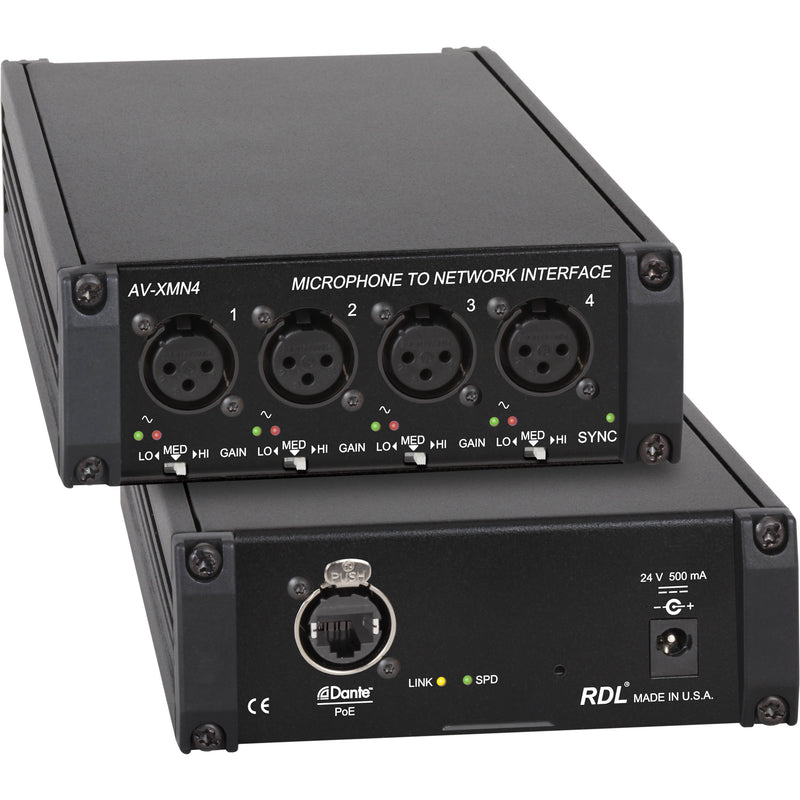RDL AV-LN4 4-Channel Line-Level Audio to Dante Network Interface