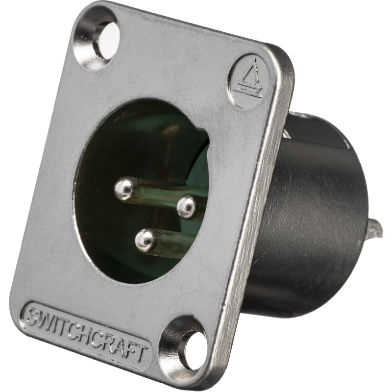Switchcraft DE Series 3-Pin XLR Male Panel-Mount Connector (Nickel Finish, Silver Contacts)