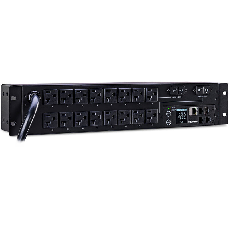 CyberPower Monitored PDU(30)24A/100-120V/L5-30P Plug/16 NEMA 5-20R Outlets/12' Cord / 2U