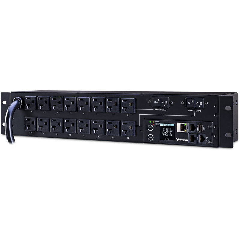 CyberPower Monitored PDU(30)24A/100-120V/L5-30P Plug/16 NEMA 5-20R Outlets/12' Cord / 2U