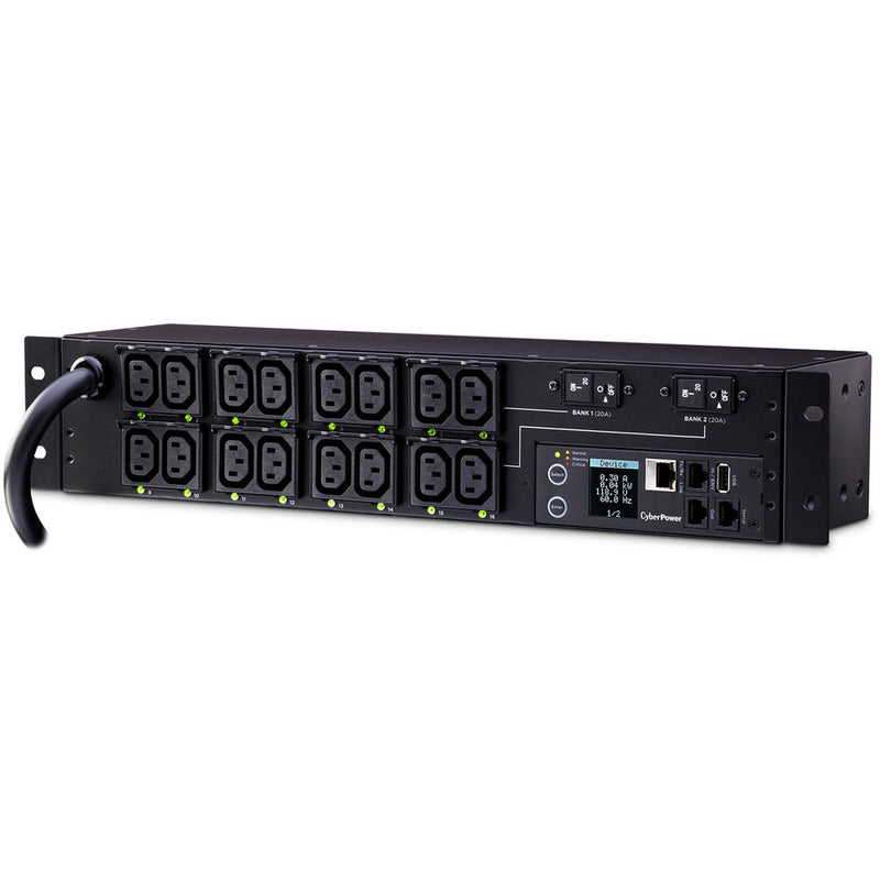 CyberPower Switched-by-Outlet Metered PDU(30)24A/200-240V/NEMA L6-30P/16 C13 Outlets/RJ45 I/O/12' Cord